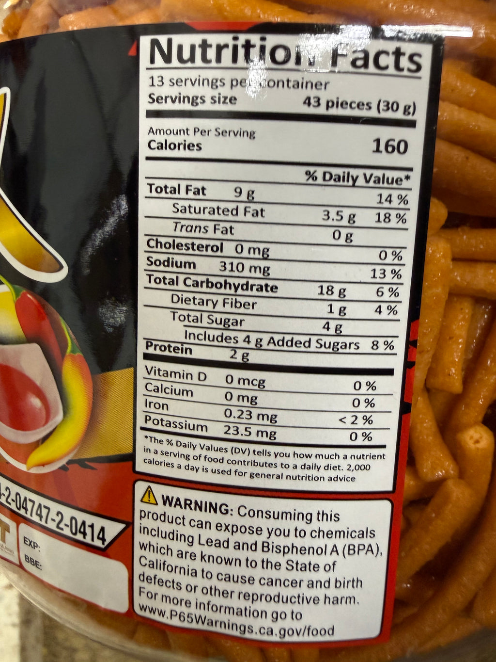 Vfoods Hot Chill Biscuit Sticks, 14 Ounce (400g) Jar, Chili Spicy Snack Foods