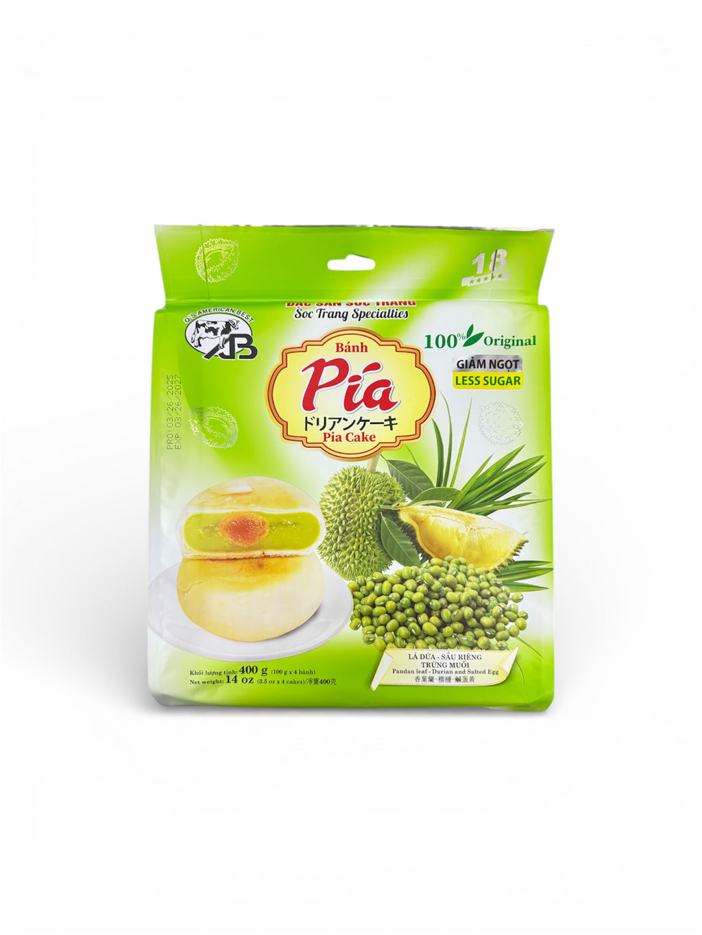 Pía Cake Panda Leaf - Durian and Salted Egg